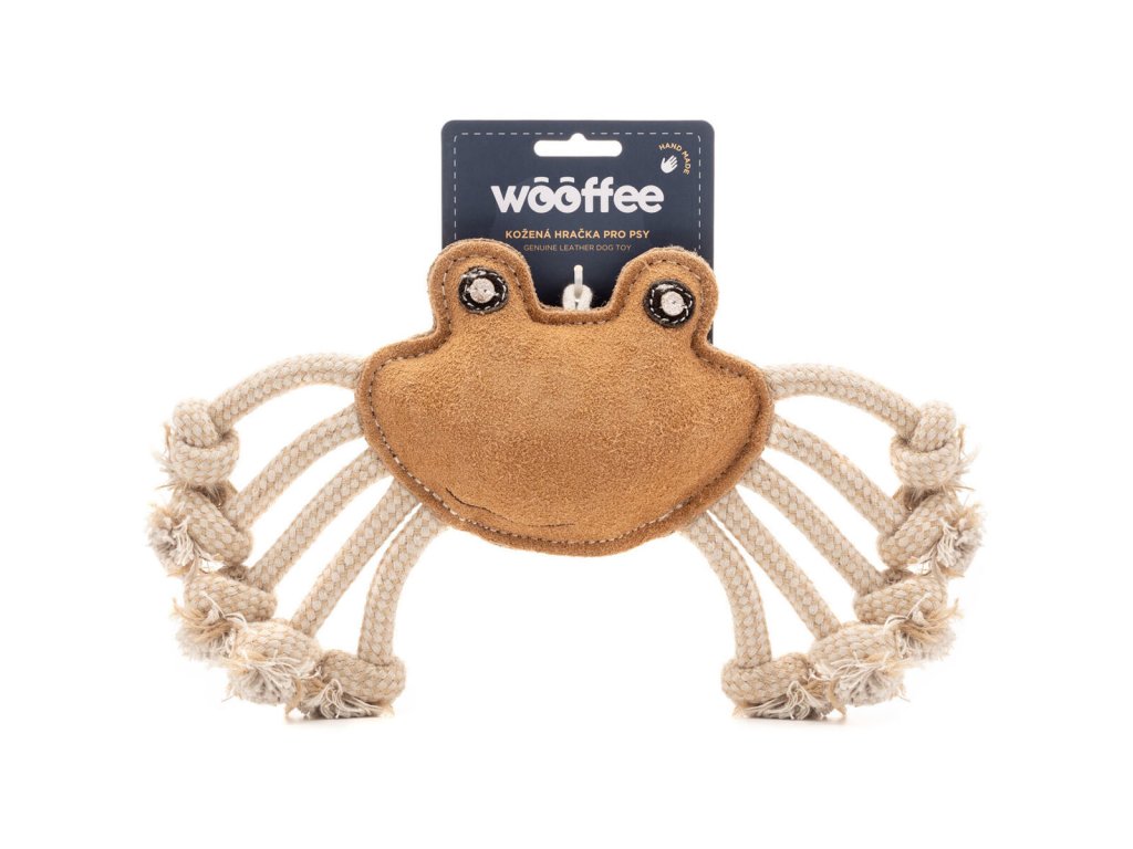 Wooffee kožená hračka Krab s provazy