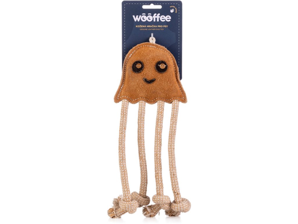 Wooffee kožená hračka Medúza s provazy
