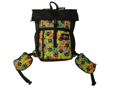 Bracco Rucksack UrbanTrail- Orange/Grün- Pfoten, verschiedene Größen und Varianten 2