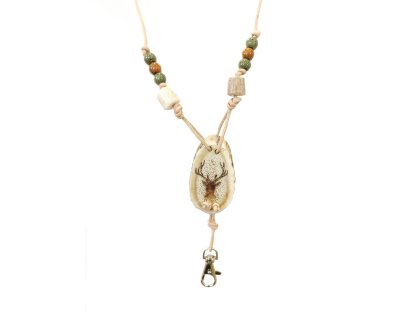 Bracco Original whistle strap made of natural materials, bead- antlers, deer, bead ceramics