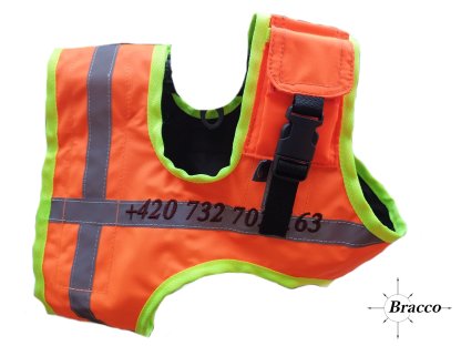 Bracco Signal vest for hunting dog, orange- possibility of phone number, name, GPS pocket  etc.