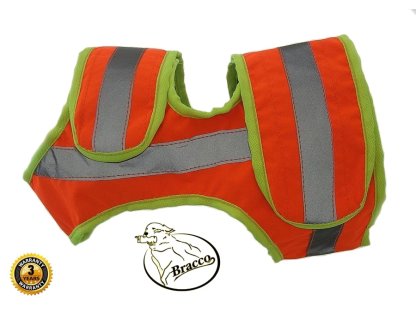 Bracco Signal vest for hunting dog, orange- possibility of phone number, name, GPS pocket  etc.