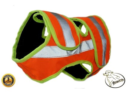 Bracco Signal vest for hunting dog, orange- possibility of phone number, name, GPS pocket  etc.