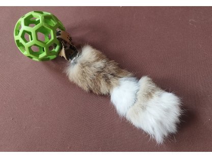 Bracco Three in one, přetahovadlo pro psa s pravou králičí kožešinou 30 cm + JW Ball Small 2
