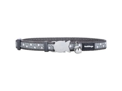 Cat Collar 12 mm x 20-32 cm – Stars White on Grey