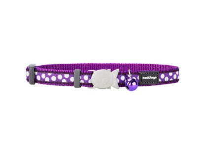 Cat Collar 12 mm x 20-32 cm– White Spots on Purple