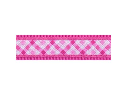 Obojek RD 12 mm x 20-32 cm - Gingham Hot Pink