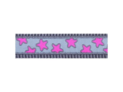 Obojek RD 12 mm x 20-32 cm - Hot Pink Stars on Grey