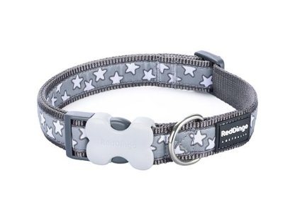 Obojek RD 12 mm x 20-32 cm - Stars White on Grey