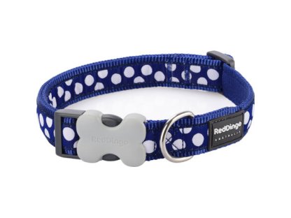 Obojek RD 12 mm x 20-32 cm - White Spots on Navy