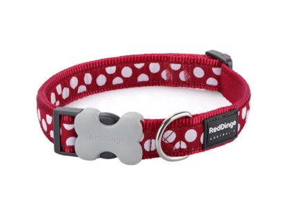 Obojek RD 12 mm x 20-32 cm - White Spots on Red