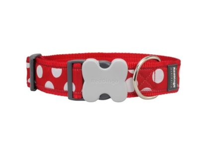 Obojek RD 40 mm x 37-55 cm - White Spots on Red