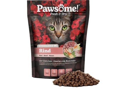 Pawsome! Fresh & Dry Sterilised Rind s hovězím masem 750 g
