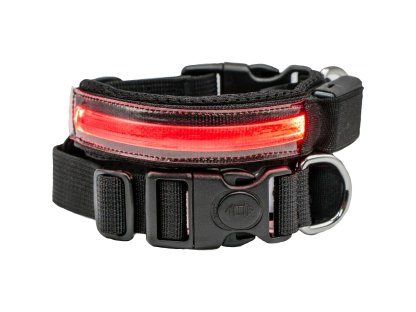 Pettyitalia svítící obojek Nylon s červeným LED světlem – 25 mm x 39-43 cm