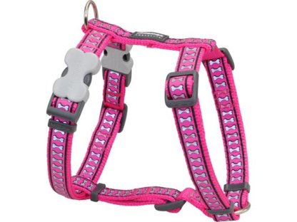 Dog Harness 12 mm x 30-44 cm– Refl. Bones Hot Pink