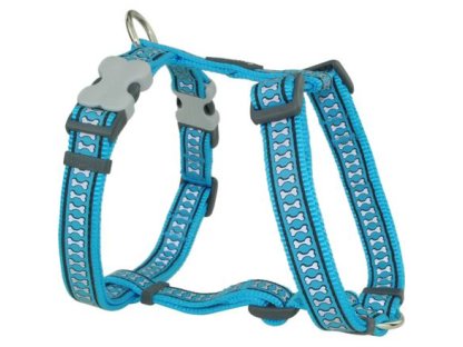 Dog Harness 12 mm x 30-44 cm – Refl. Bones Turq.