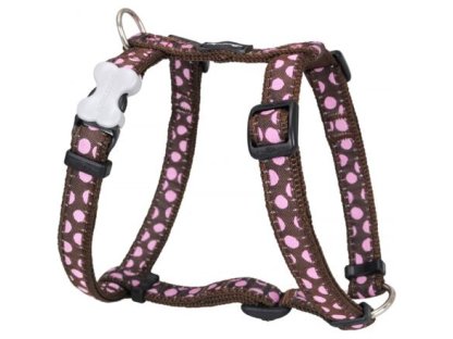 Dog Harness 12 mm x 30-44 cm - Pink Spots on Brown