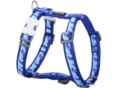 Dog Harness 12 mm x 30-44 cm - Waves Dark Blue