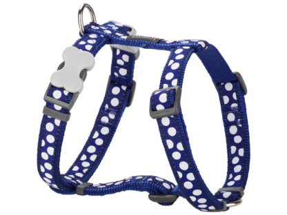 Dog Harness 12 mm x 30-44 cm - White Spots on Navy