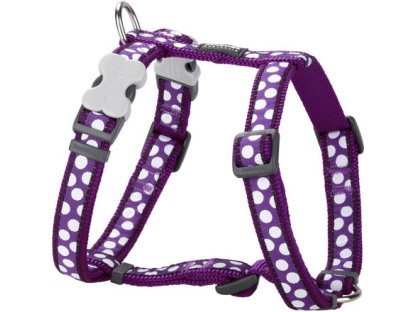 Dog Harness 12 mm x 30-44 cm-White Spots on Purple