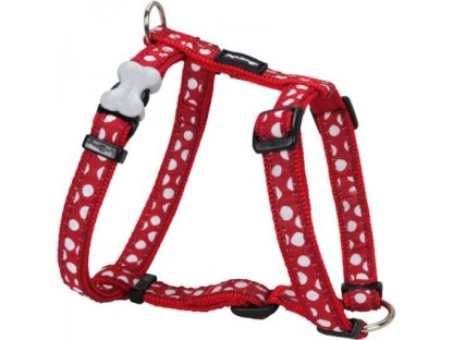 Dog Harness 12 mm x 30-44 cm - White Spots on Red