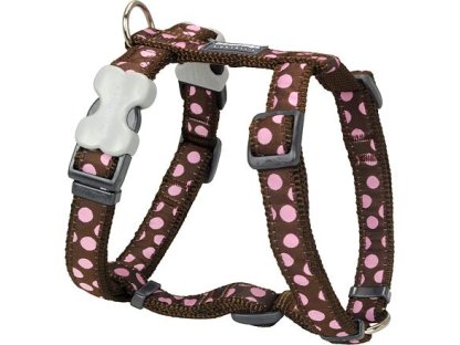 Dog Harness 25 mm x 56-80 cm - Pink Spots on Brown