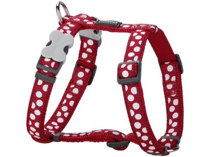 Dog Harness 25 mm x 56-80 cm - White Spots on Red