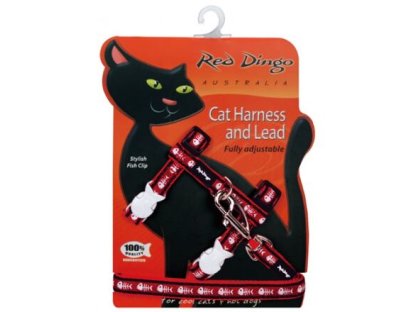 Cat Harnees & Lead - Fishbone Red