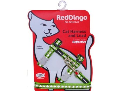 Cat Harnees & Lead - Reflective Fish Lime