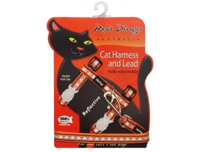 Cat Harnees & Lead - Reflective Fish Orange