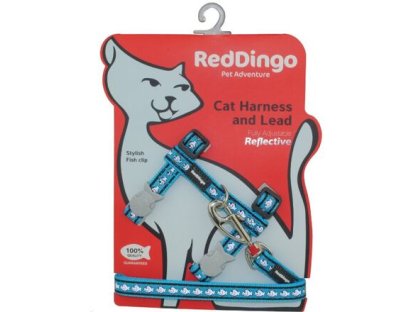 Cat Harnees & Lead - Reflective Fish Turquoise