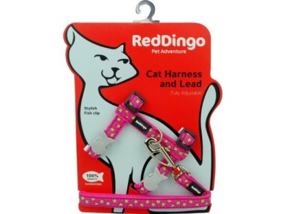 Cat Harnees & Lead - Stars Lime on Hot Pink