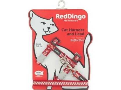 Cat Harnees & Lead - Reflective Ziggy Red