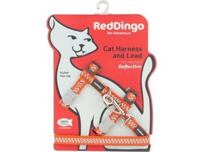 Cat Harnees & Lead - Reflective Ziggy Orange