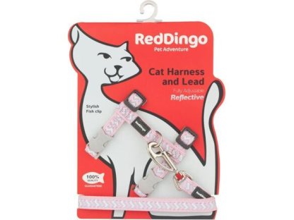 Cat Harnees & Lead - Reflective Ziggy Pink