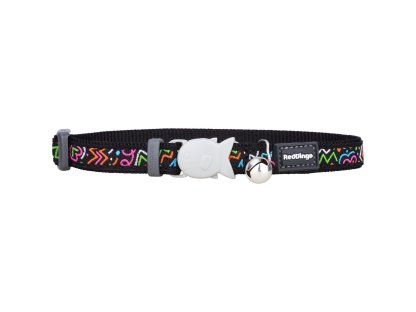 Red Dingo Cat Collar – Squiggles Black – 12 mm