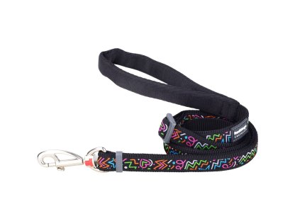 Red Dingo Dog Lead – Squiggles Black – 20 mm x 1,8 m