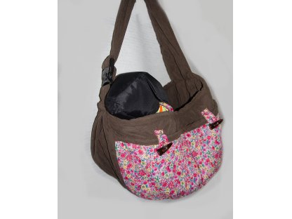 Hundetasche, braun/ Blumen