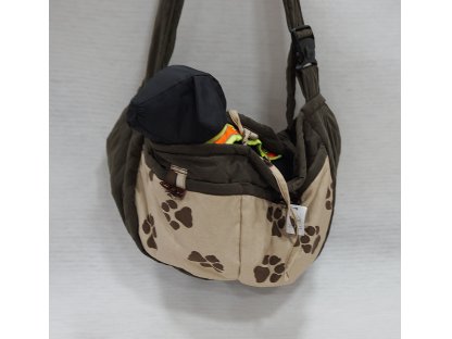 Dog bag, brown/ paws.