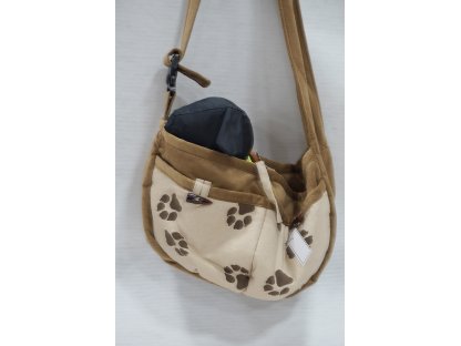 Hundetasche, hellbraun/ Pfoten.