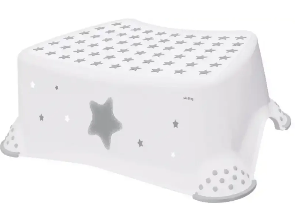 Detský schodík STAR, protišmykový, svetlosivý, plast