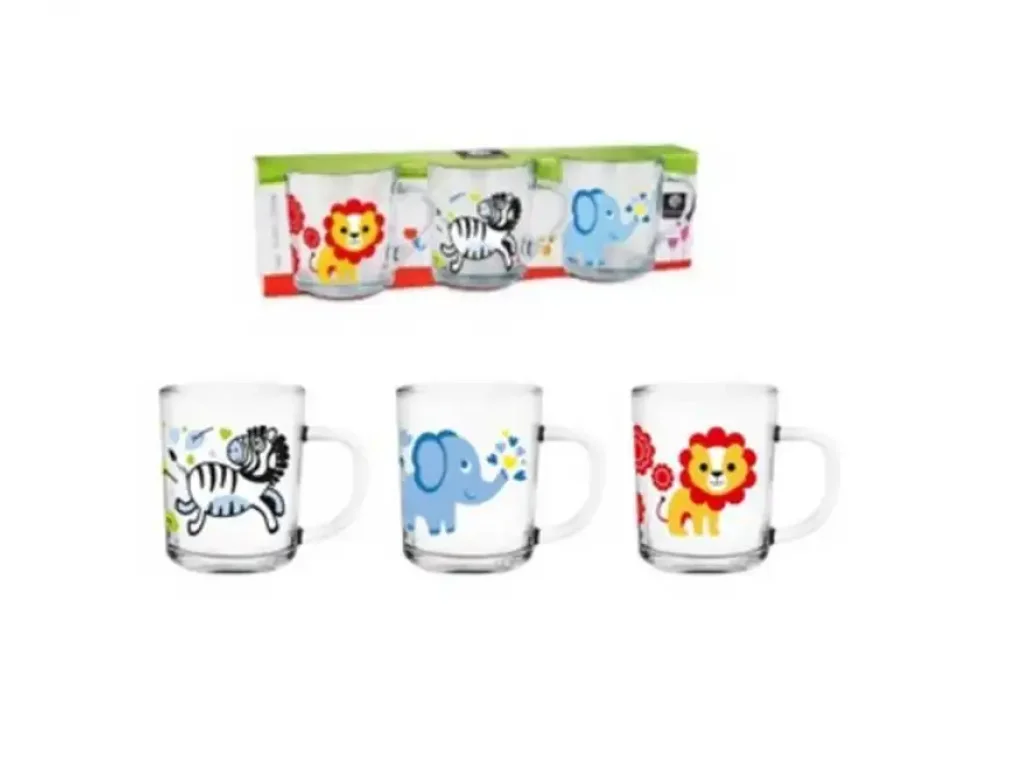 Hrnček detský, sklo 200ml ZVIERATKÁ mix , sada 3ks