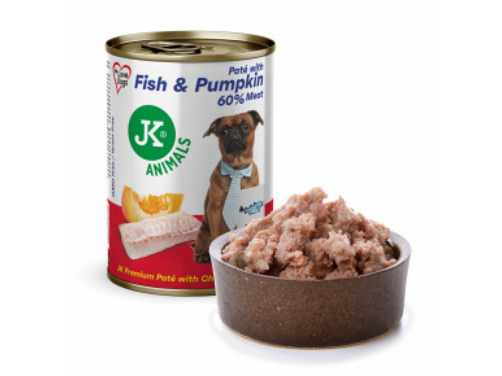 JK Premium Fish & Pumpkin, Paté with Chunks, 60 % Meat, prémiová konzerva pre psov, 400 g