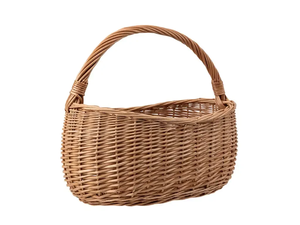Košík prútený 40x24xH15 cm, HH35 cm oválny