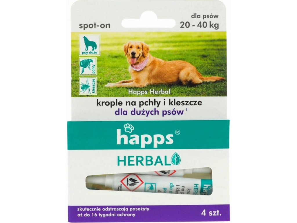 Kvapky proti parazitom Happs Herbal proti blchám a kliešťom 16 ml