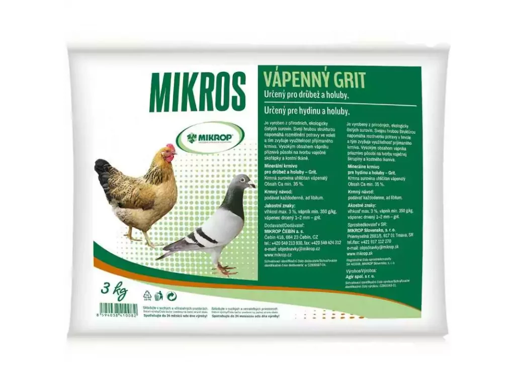 Mikrop Grit vápenný pre hydiny a holuby 3kg