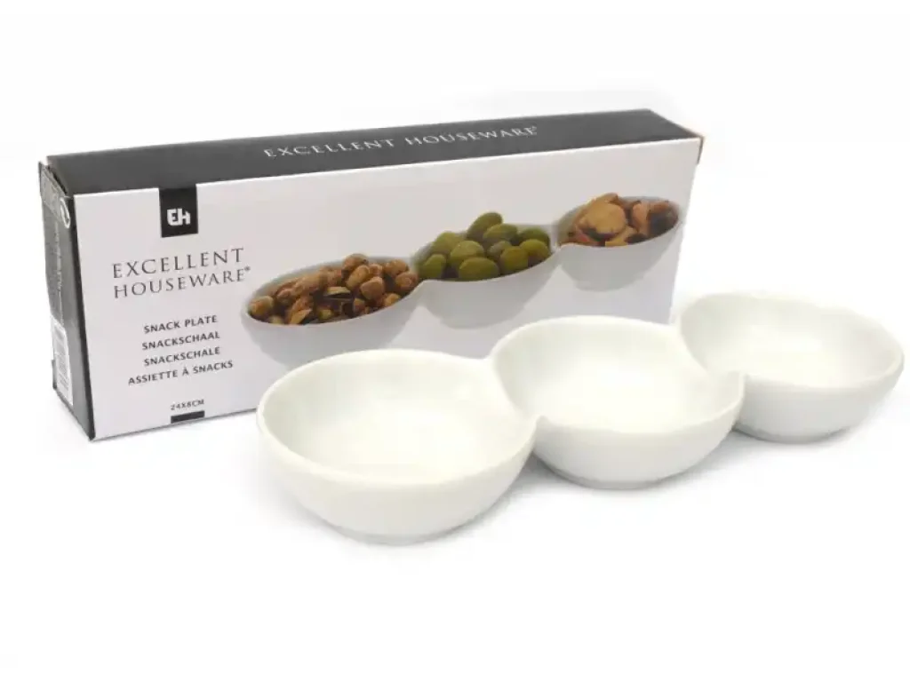 Miska servírovacia porcelánová, dĺžka 24cm, trojitá, SNACK