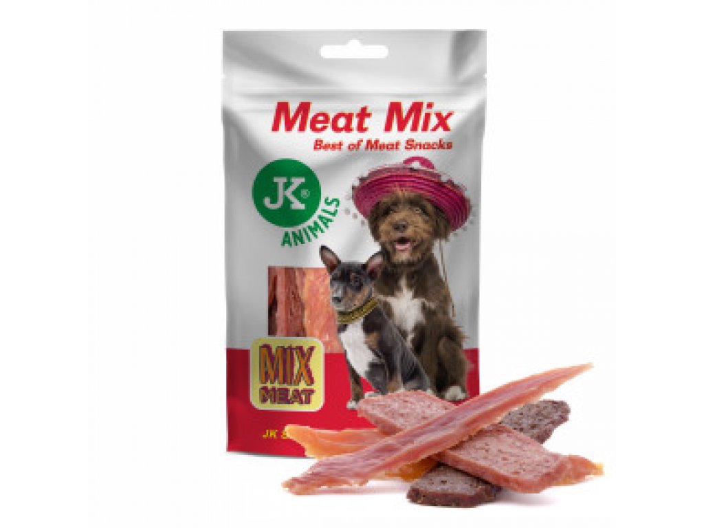 Mix najlepších mäsových maškŕt, kuracie a kačacie mäso, jahňacie a králičie filety, 80 g (Mix Meat Snack)