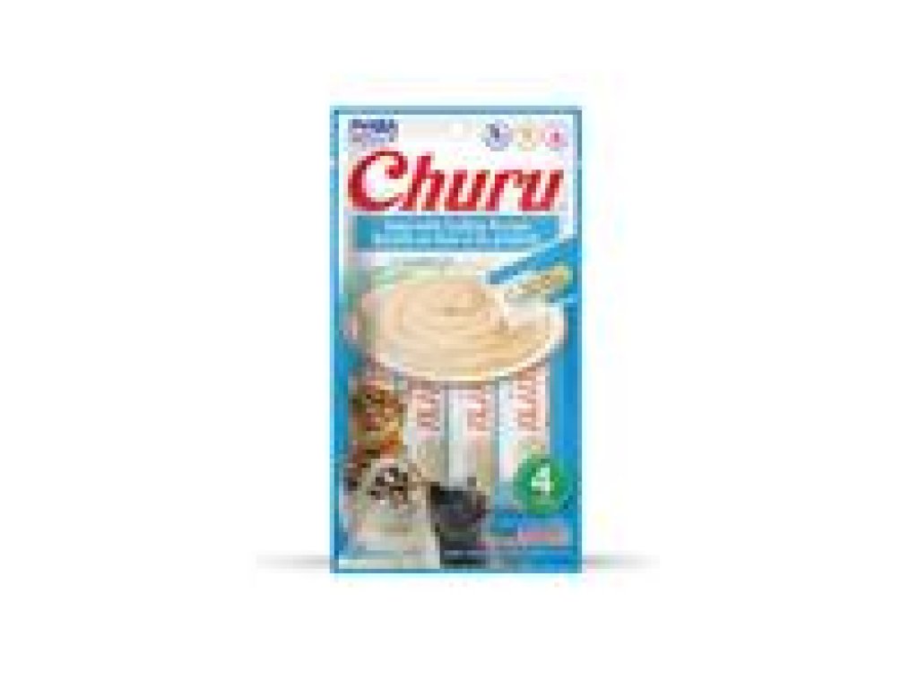 Pamlsok Inaba Churu Pyré cat Tuniak s hrebenatkou 4 tuby 56 g
