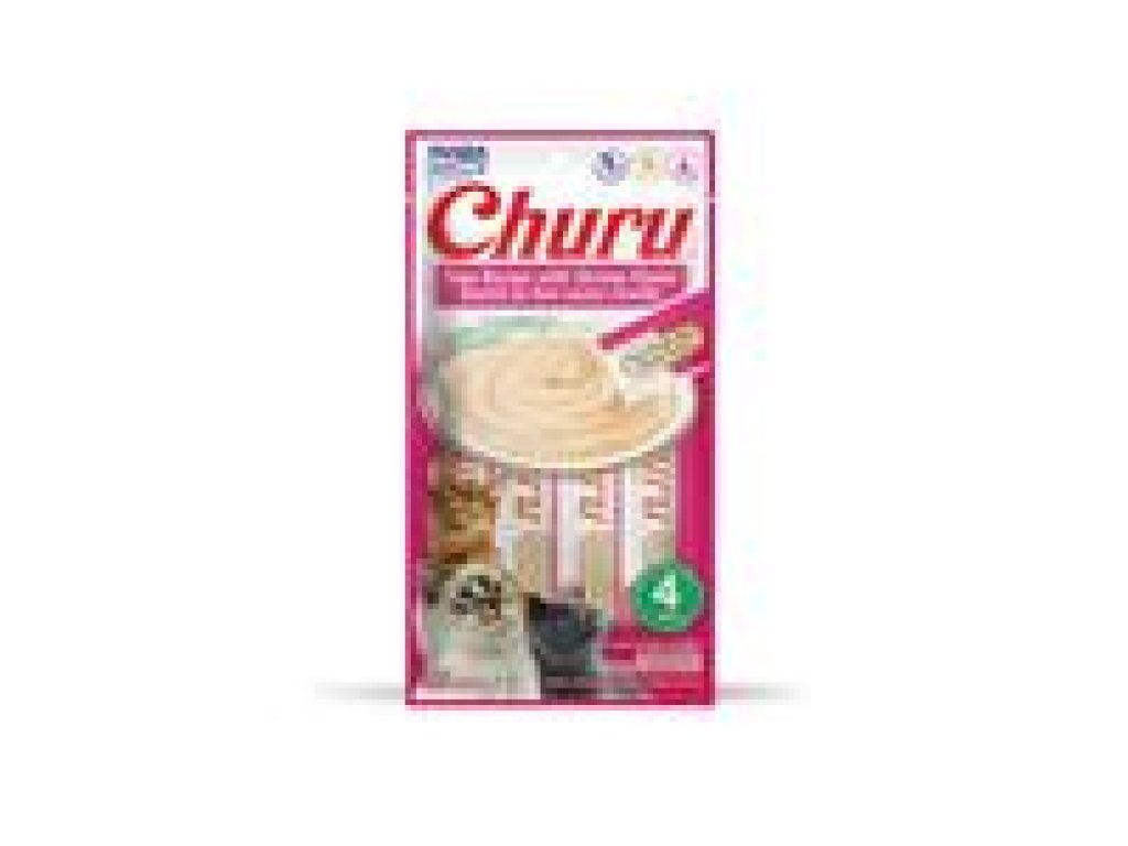 Pamlsok Inaba Churu Pyré cat Tuniak s krevetami 4 tuby 56 g
